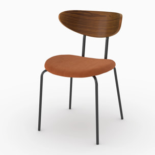 Lot de 2 chaises en velours côtelé terracotta et dossier en bois - Jade