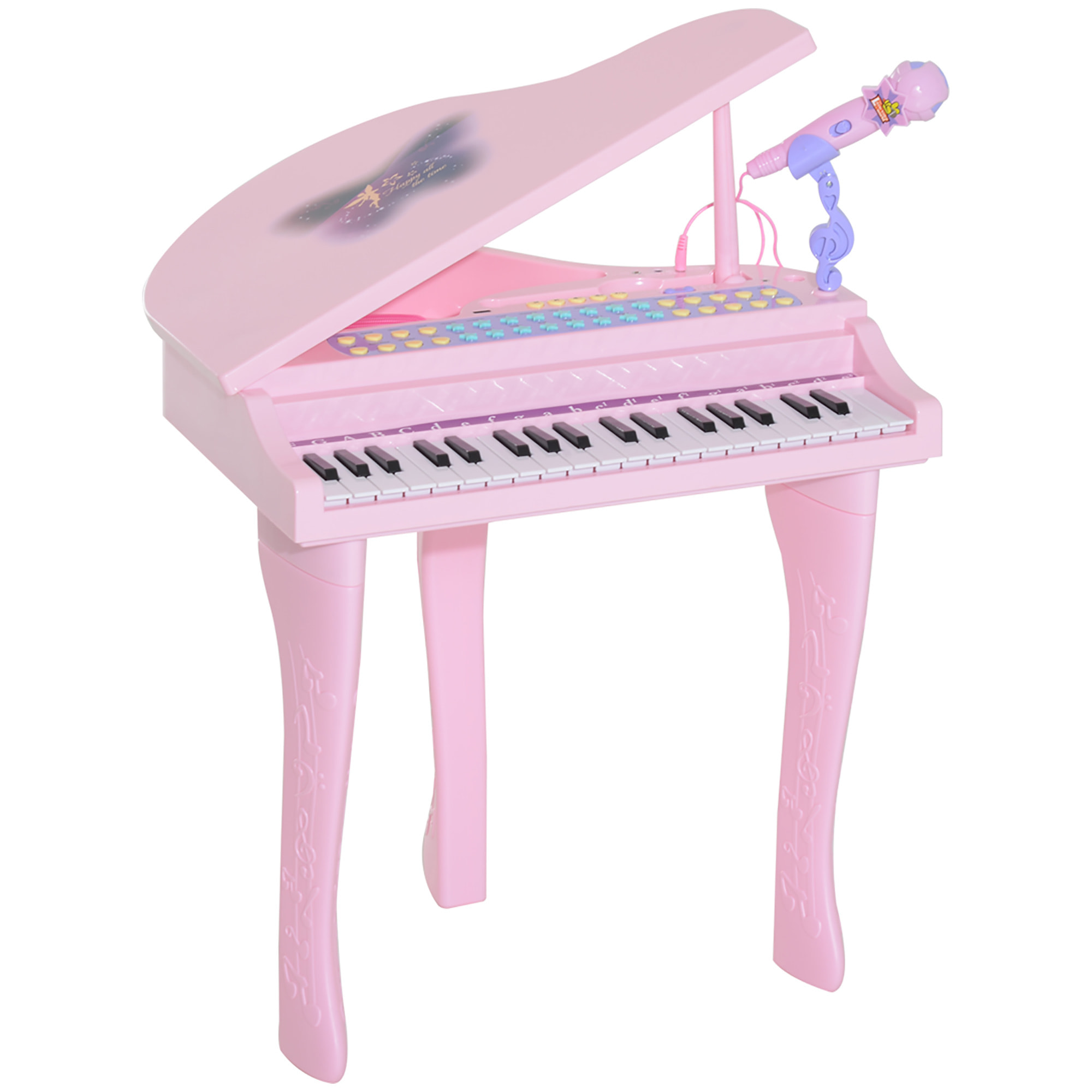 Piano à queue électronique 37 touches multifonctions avec micro haut parleur rose