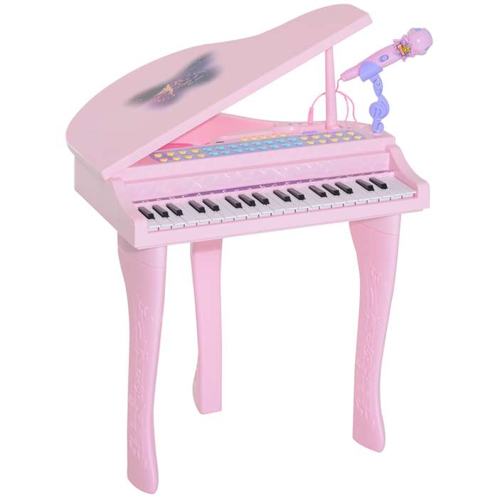 Piano à queue électronique 37 touches multifonctions avec micro haut parleur rose