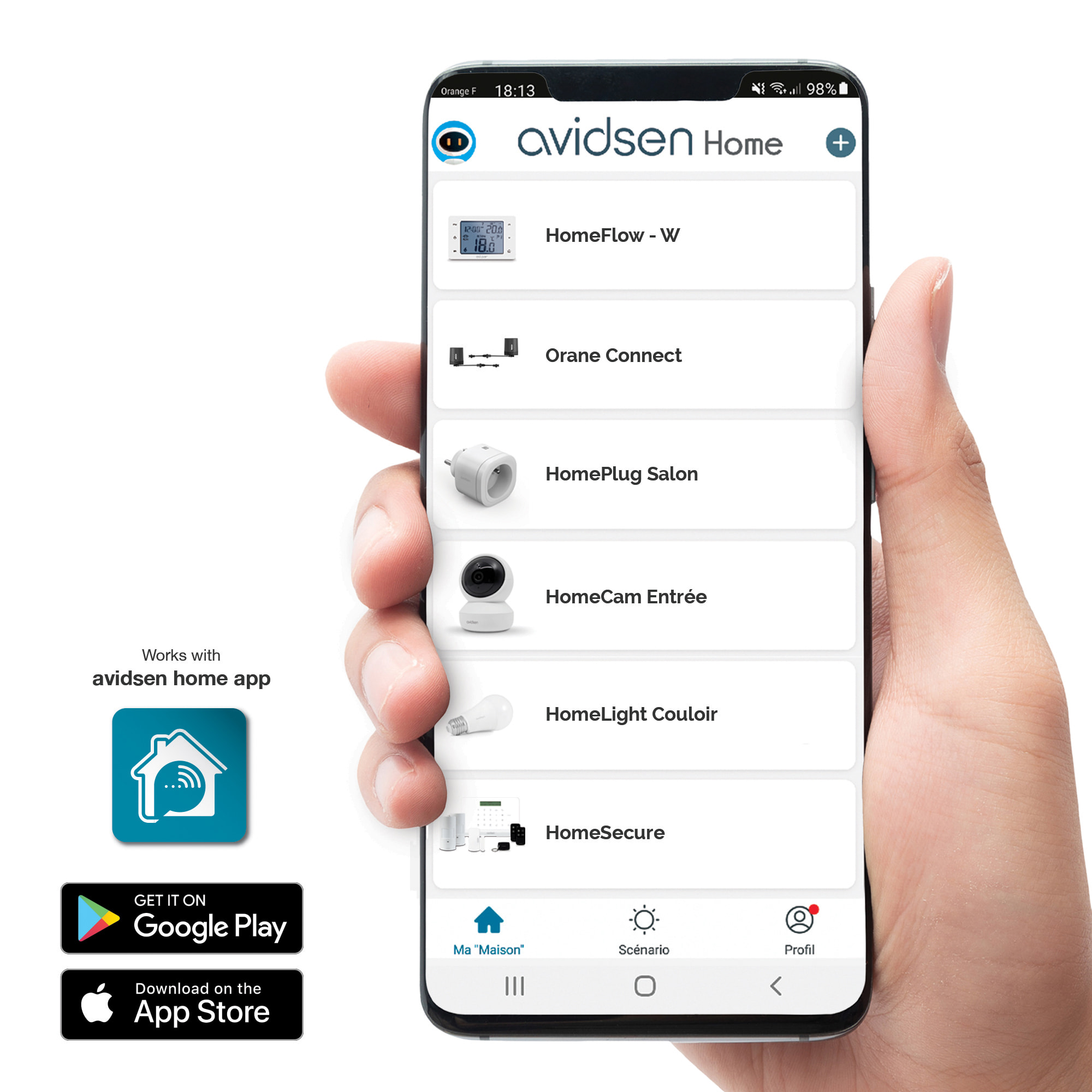Motorisation connectée à bras articulés portail à battants - Orane Connect - Avidsen - 114202