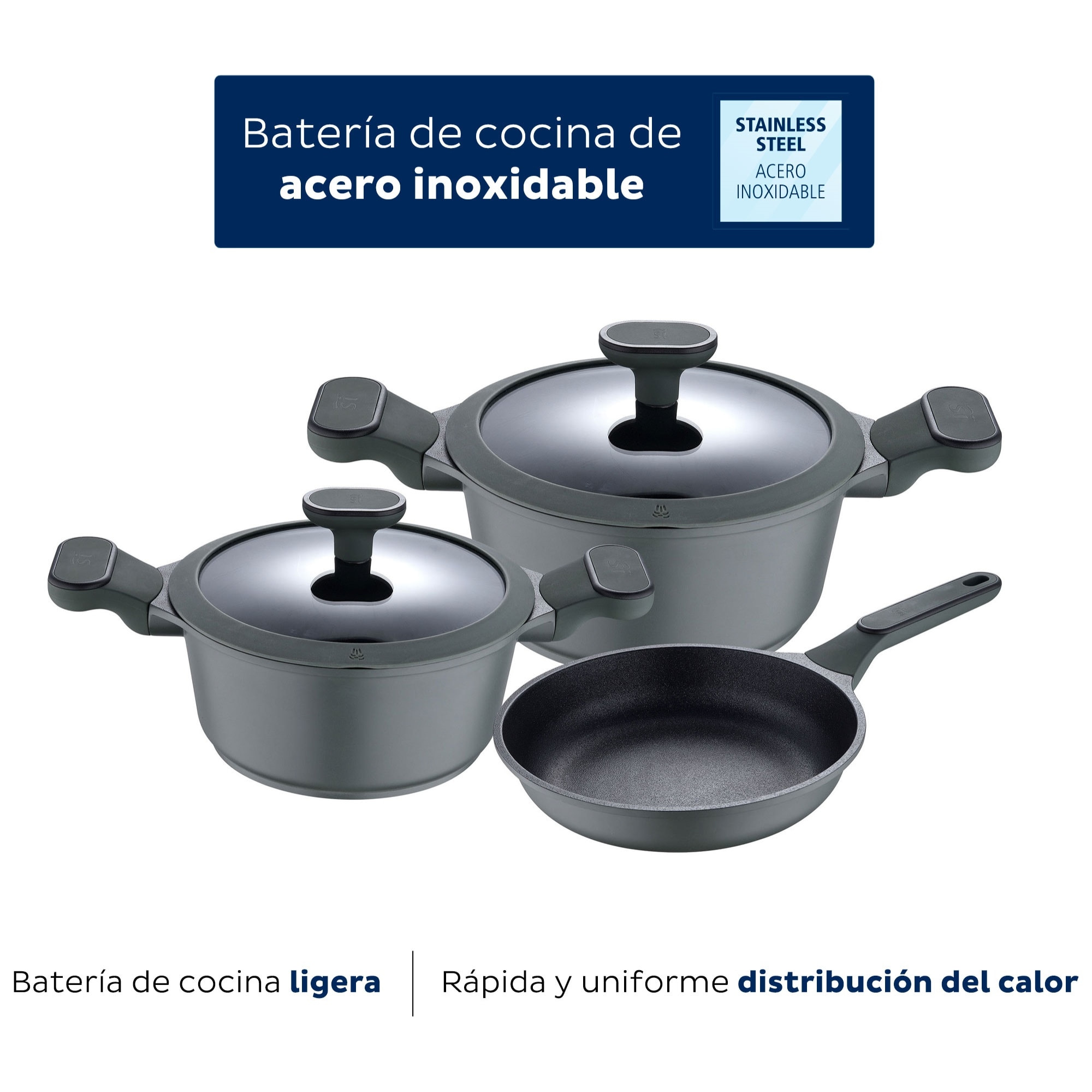 Set 5pcs bateria de cocina aluminio fundido ind