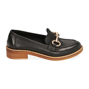 Mocassini flat neri in pelle