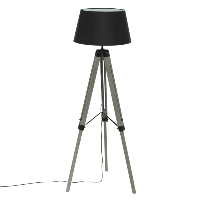 Lampadaire trépied "Runo" bois noir H145cm
