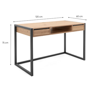 Bureau industriel bois et noir AUTEL