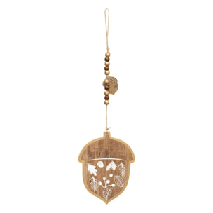 Décoration de sapin en bois gland déco marron or 35cm