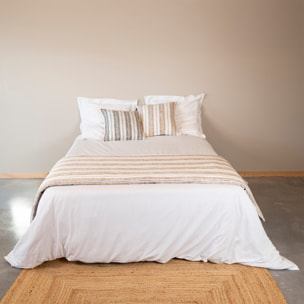 Édredon 100% coton rayures tapissier deux faces LOURMARIN - Jaune Ocre