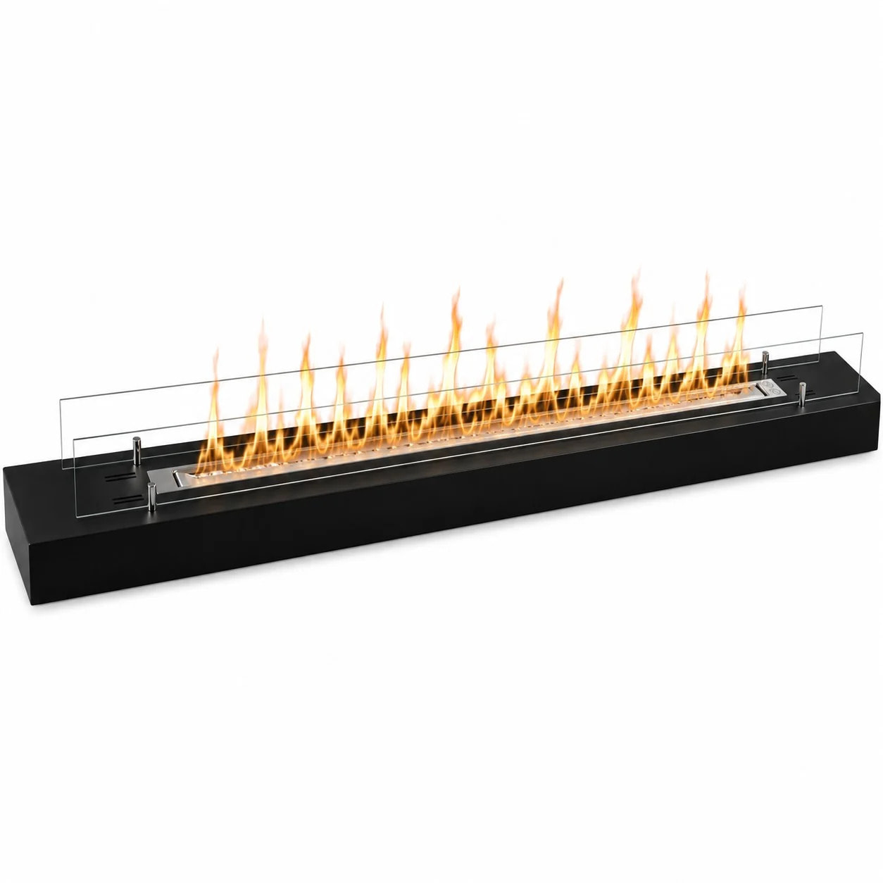 Camino A Bioetanolo Da Appoggio 120x19,4x21 cm con Bruciatore 1lt in Acciaio Inox Nero