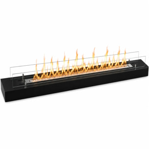 Camino A Bioetanolo Da Appoggio 120x19,4x21 cm con Bruciatore 1lt in Acciaio Inox Nero