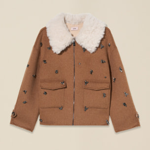 Oltre - Giubbotto misto lana con castoni - Beige