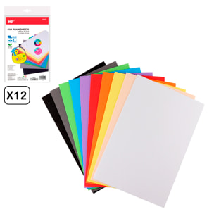 12 packs GOMA EVA colores 10 Uds. 20 x 30 cm