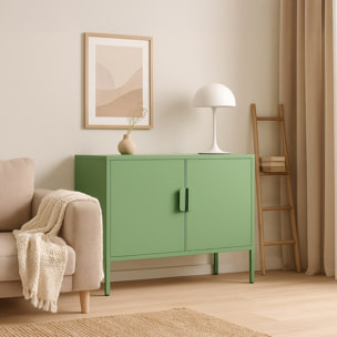 Credenza in metallo 2 ante 100x40x72cm verde salvia - Pop