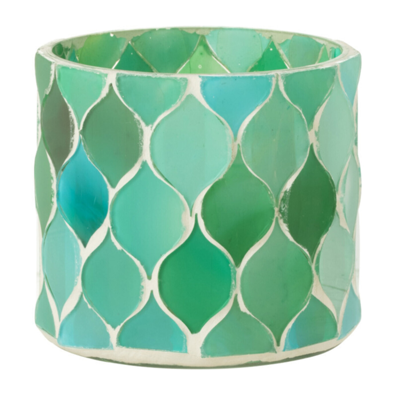 J-Line Photophore Mosaic Losange Verre Bleu/Vert Small