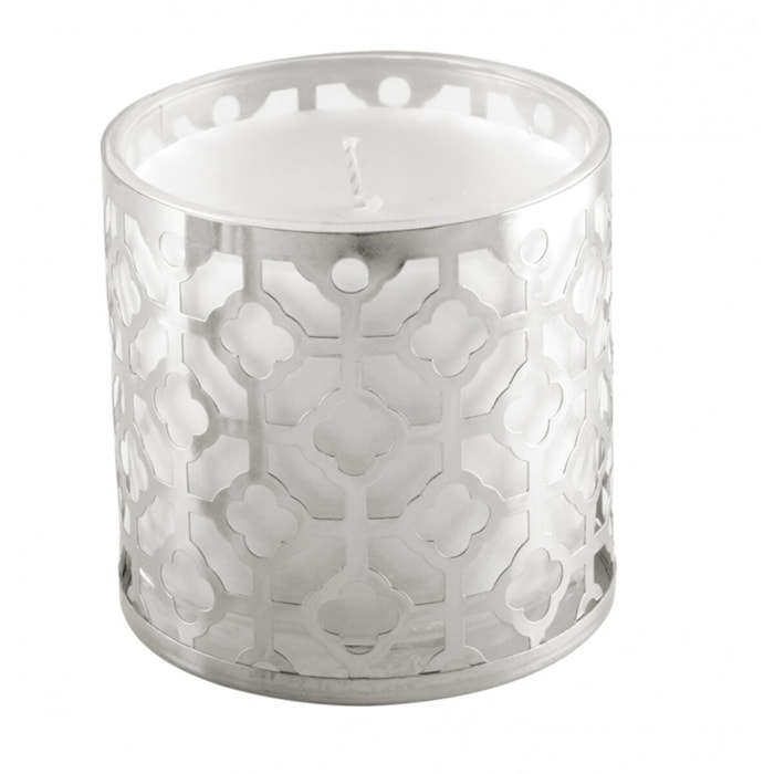 Bougie vanille métal grand modèle argent 10x10cm
