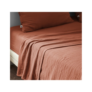Drap housse 180x200 cm en gaze de coton bonnet 30 cm - GAIA