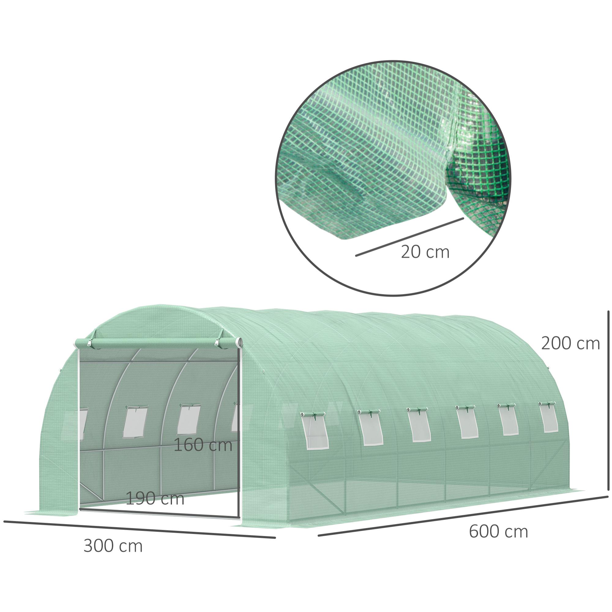 Invernadero de Jardín Huerto 12 Ventanas Cultivos Plantas 6x3x2m Acero