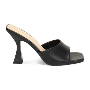 Mules de punta abierta para mujer negras