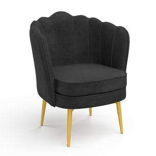 Fauteuil Arielle - Gris foncé / pied doré