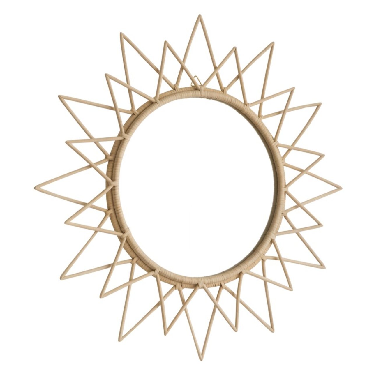 Aveiro miroir rond mural en rotin naturel