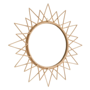 Aveiro miroir rond mural en rotin naturel