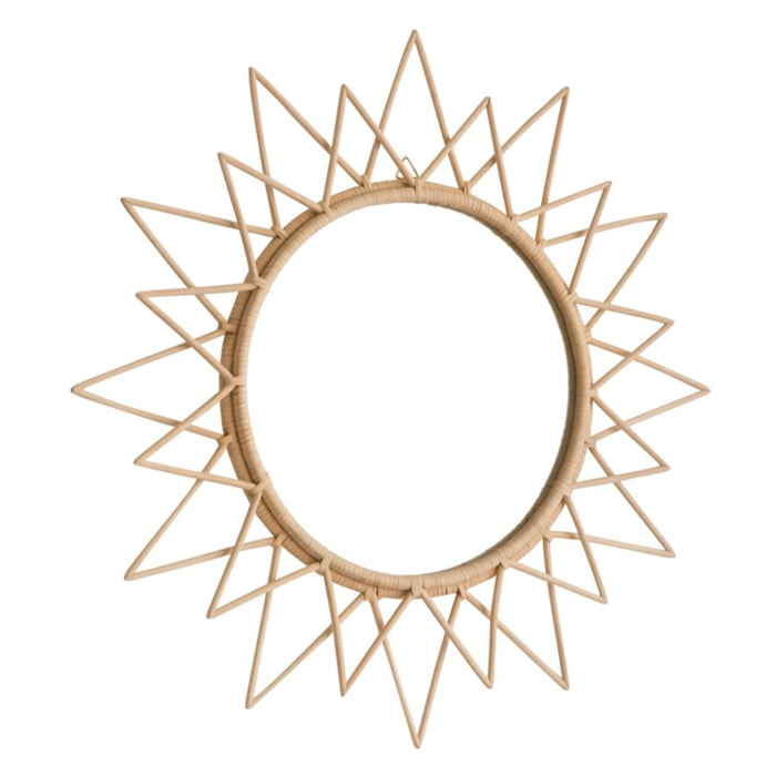 Aveiro miroir rond mural en rotin naturel