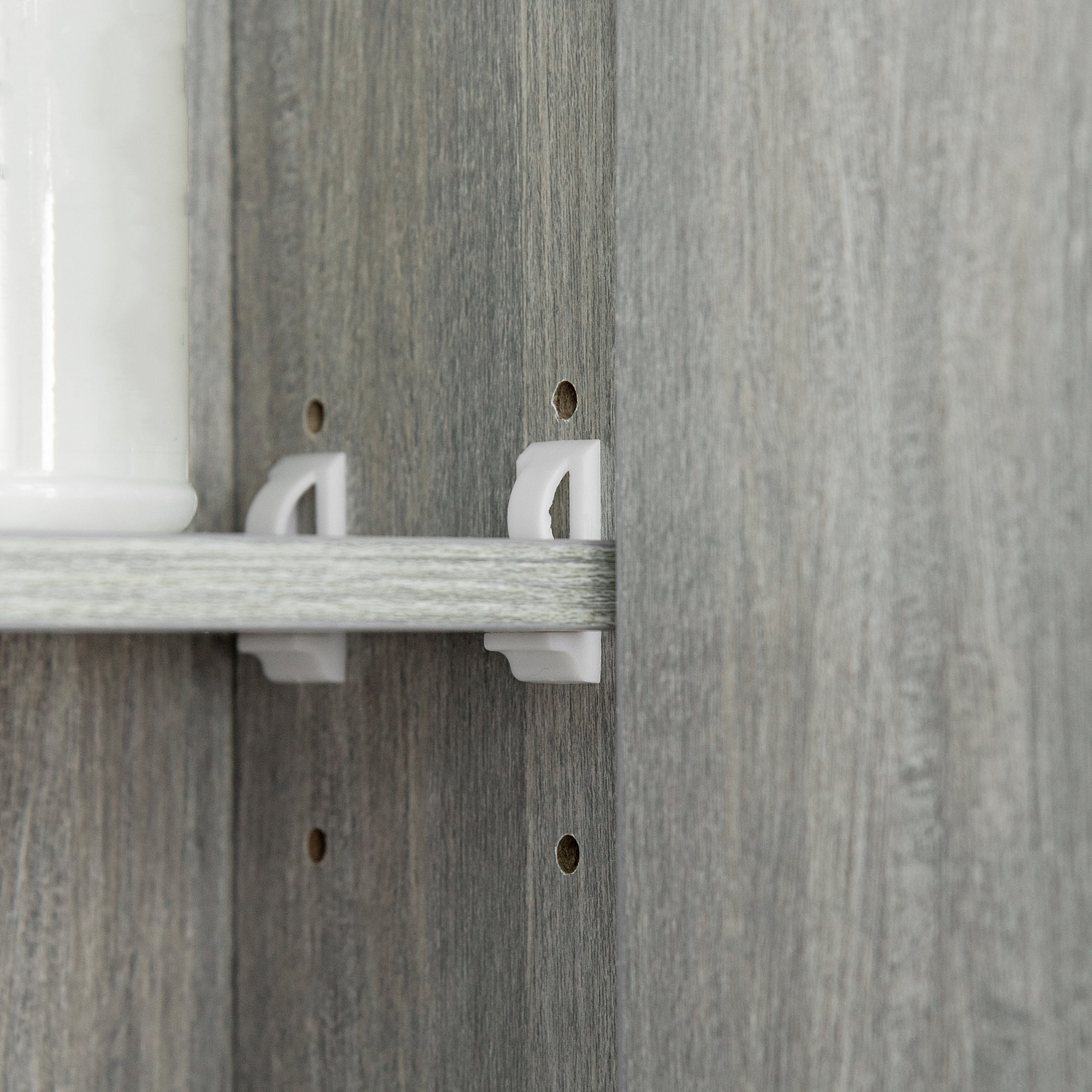 Armoire miroir salle de bain 3 portes 5 étagères, niche - 90 x 15 x 75 cm - effet bois gris