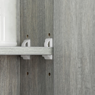 Armoire miroir salle de bain 3 portes 5 étagères, niche - 90 x 15 x 75 cm - effet bois gris