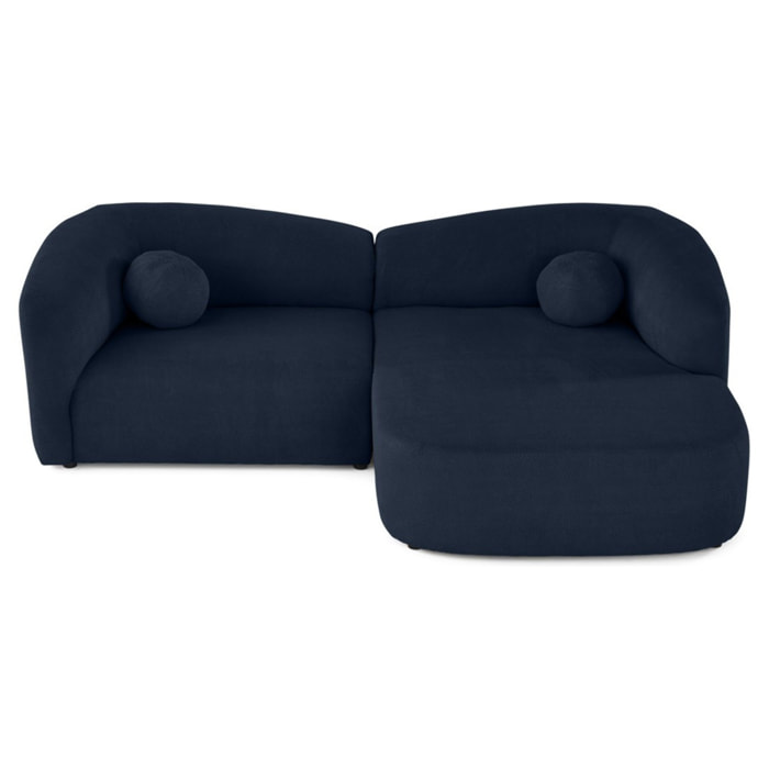 Charles - canapé d'angle droit 4 places en velours texturé - Bleu marine