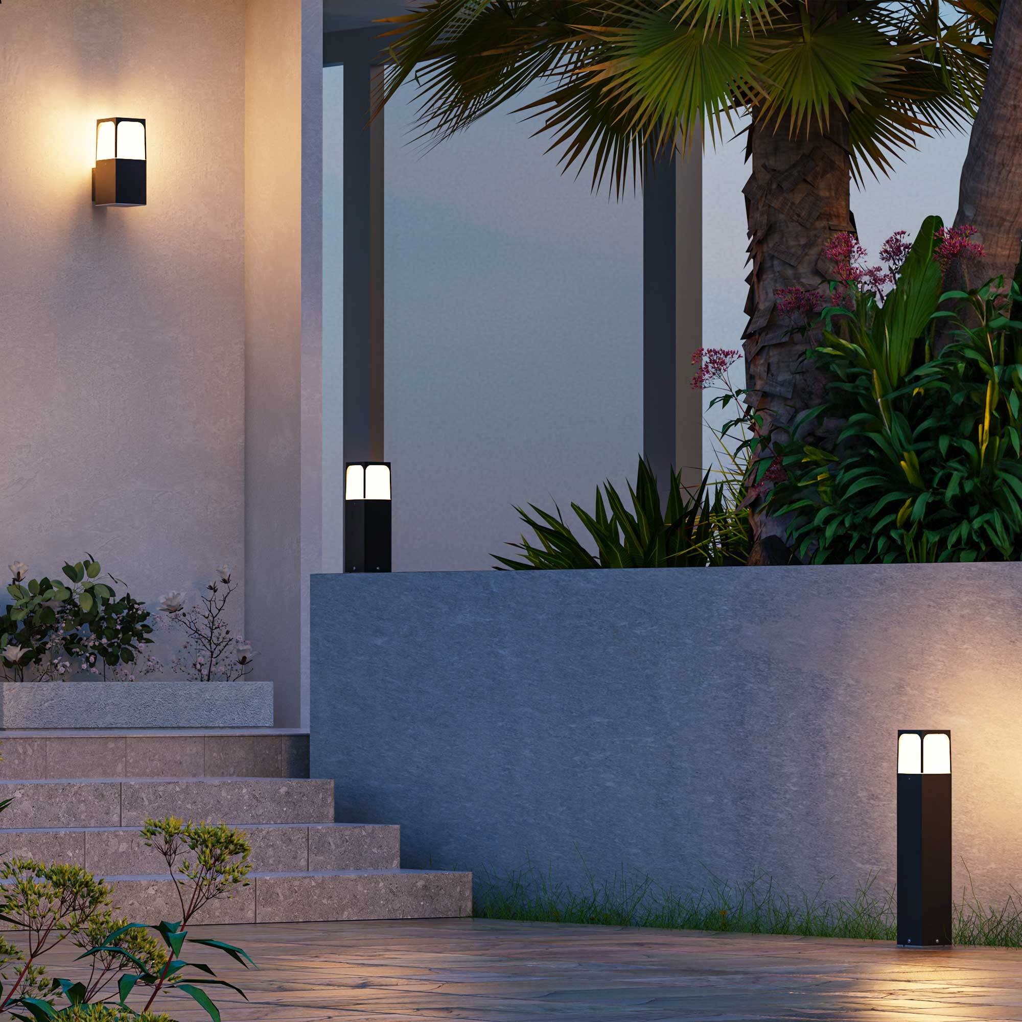 FORLIGHT Veta baliza exterior negra para bombilla E27