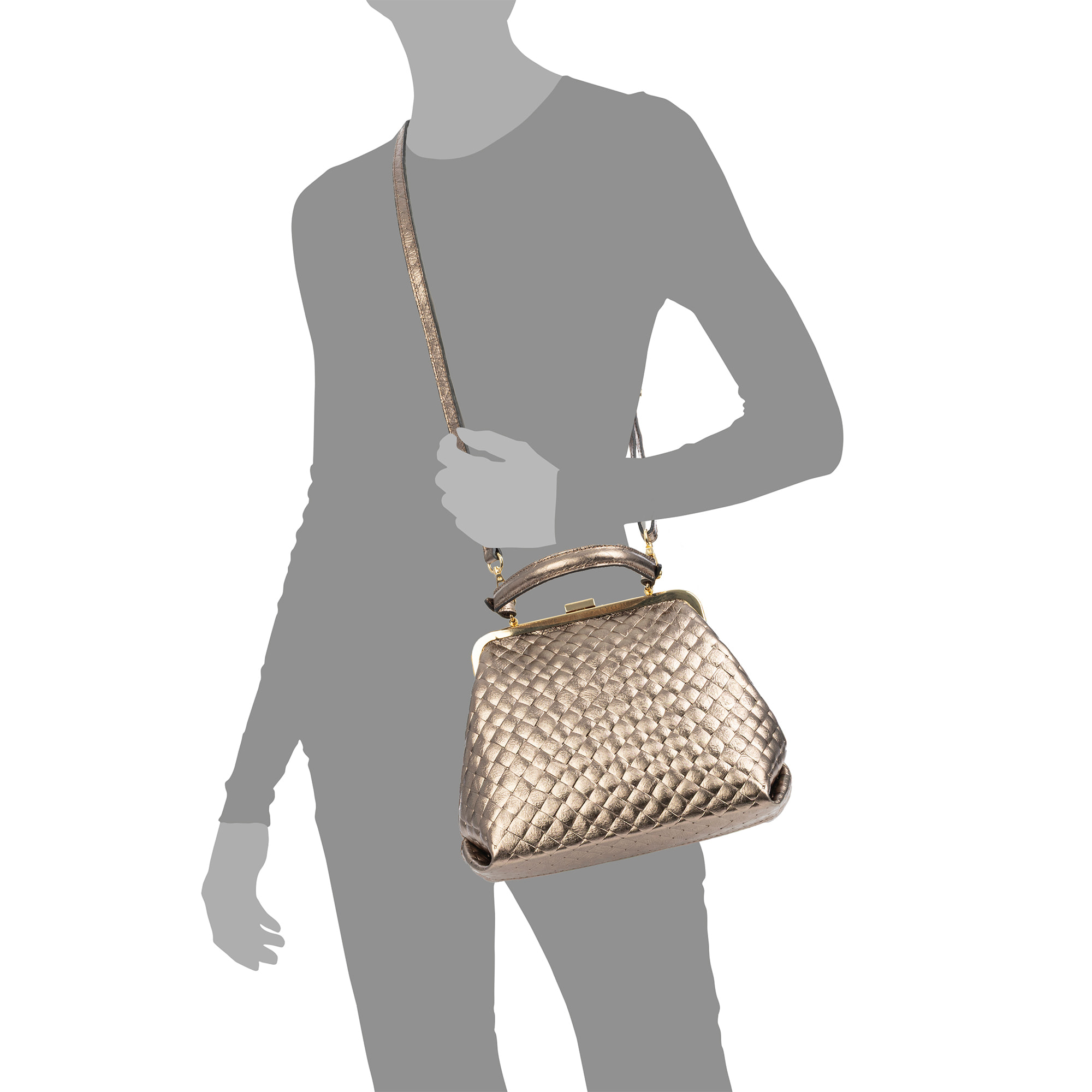 Arienzo borsa a mano donna. Vera Pelle Scamosciata con incisione intrecciata e lacca lucida.