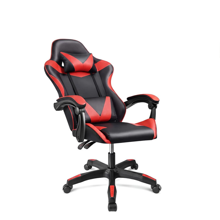 Silla gaming reclinable y con altura ajustable en negro y rojo 117-128 cm Viper Negro - Rojo