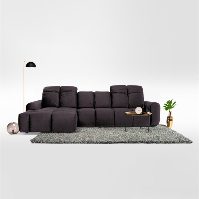 Canapé d'Angle Gauche Tissu Anacapri, 3 Places, Repose-têtes Ajustables, Style Contemporain
