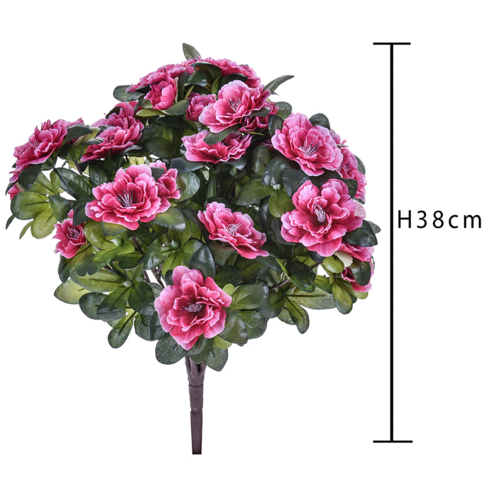 Cespuglio Azalea Composto Da 7 Rami. Altezza 38 Cm - Pezzi 2 - 26X38X26cm - Colore: Rosa - Bianchi Dino - Fiori Artificiali