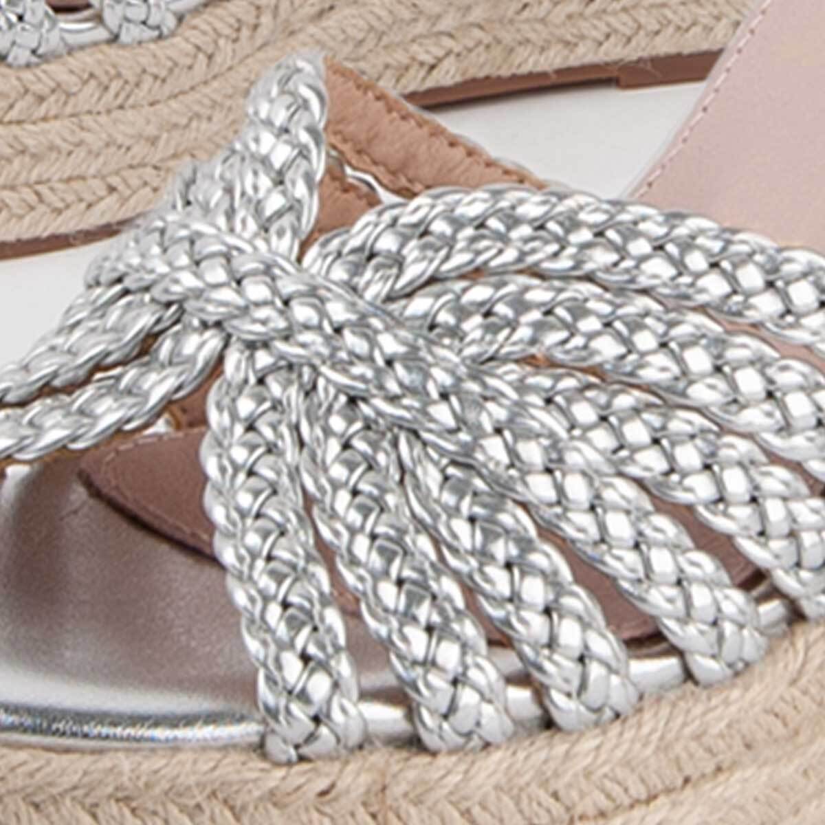 Sandalia De Cuña - Plateado - Altura: 9 Cm