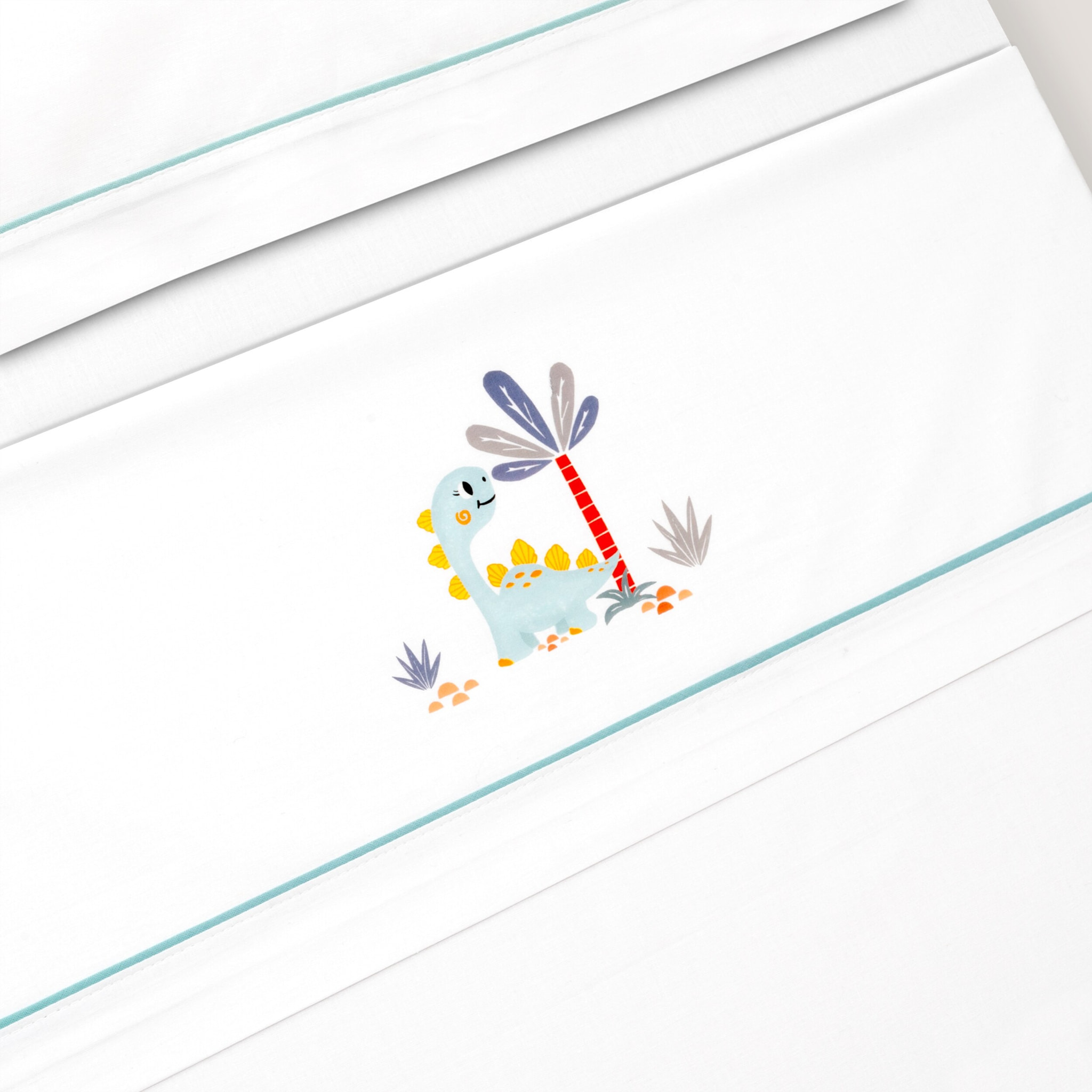 Triptico Minicuna Estampado Dinosaurio Palmera Bco/Verde