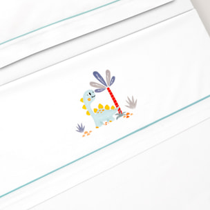 Triptico Minicuna Estampado Dinosaurio Palmera Bco/Verde