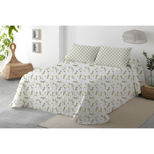 COLCHA SUAVE REVERSIBLE DN FLORES AMARILLO