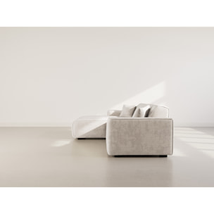Lison - Canapé d'angle gauche 4 places en velours texturé - Beige