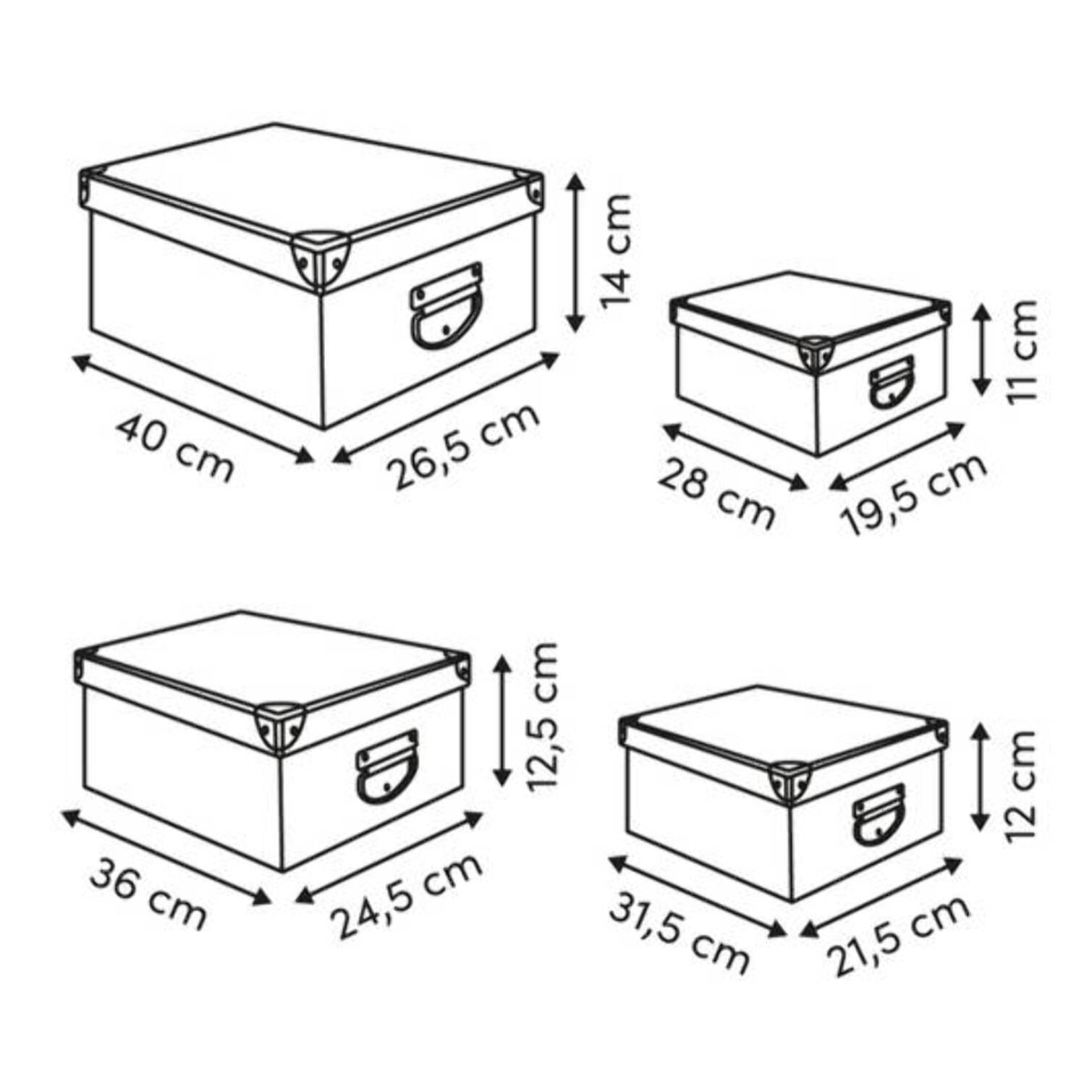 4 boîtes Box' L28/31,5/36/40cm
