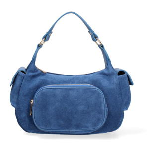 Borsa a spalla da donna Made in Italy - Modello Ardena - Pelle scamosciata - 30.0 x 17.0 x 12.0 cm