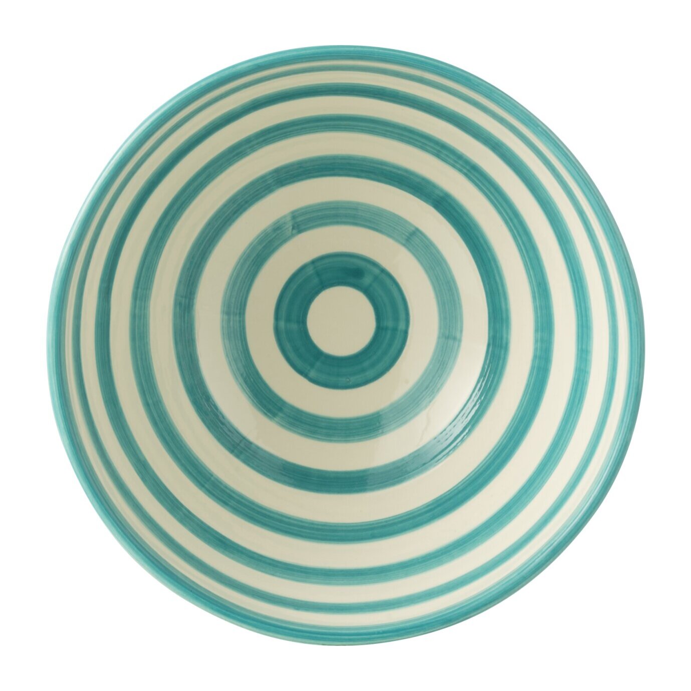 J-Line bol Granada Stripes High - céramique - blanc/aqua - large - Ø 28 cm