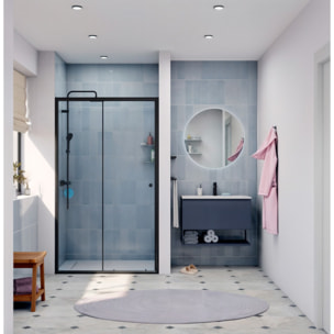 SAT PROJECT  Porte de douche 120x185cm coulissante avec profilé noir mat (SATPROMUD120CT)