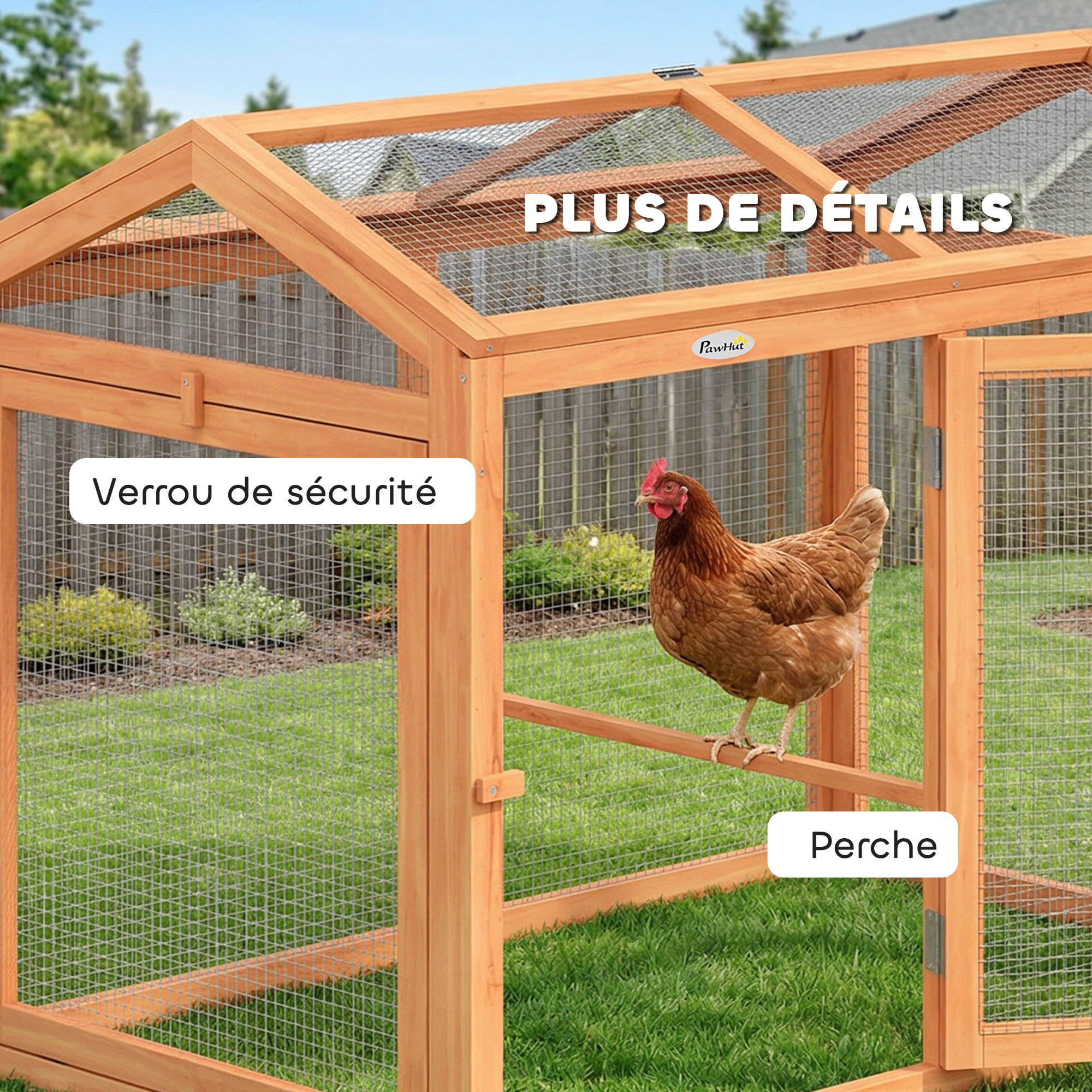 Poulailler modulable enclos extérieur pour 2 poules bois pré-huilé