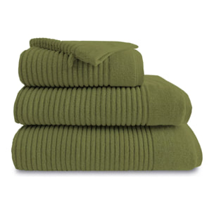 Drap de douche pur coton 575 g/m² uni vert Vitae mousse