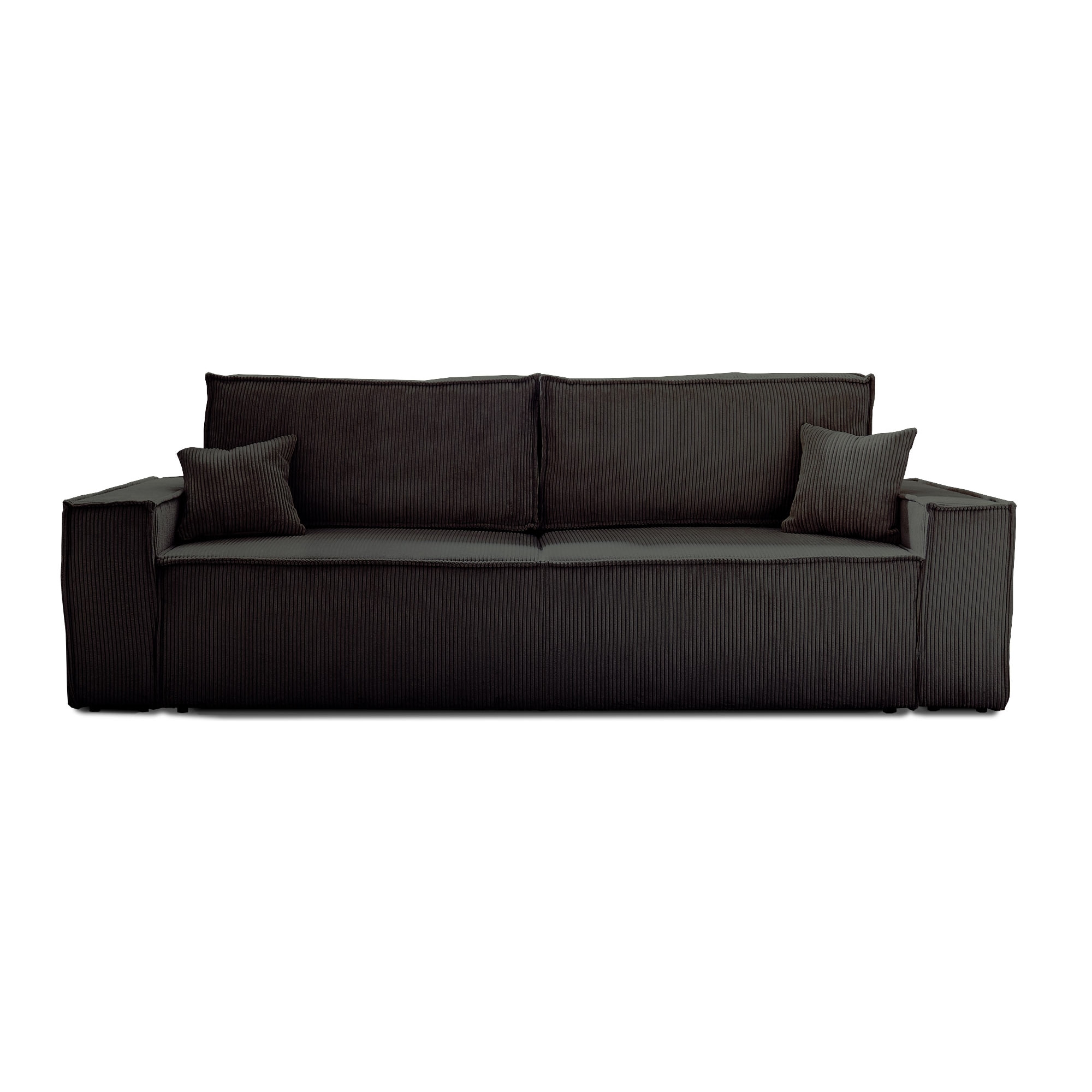 Dellia - canapé 3 places convertible - avec coffre - en velours côtelé - style contemporain - Gris Anthracite