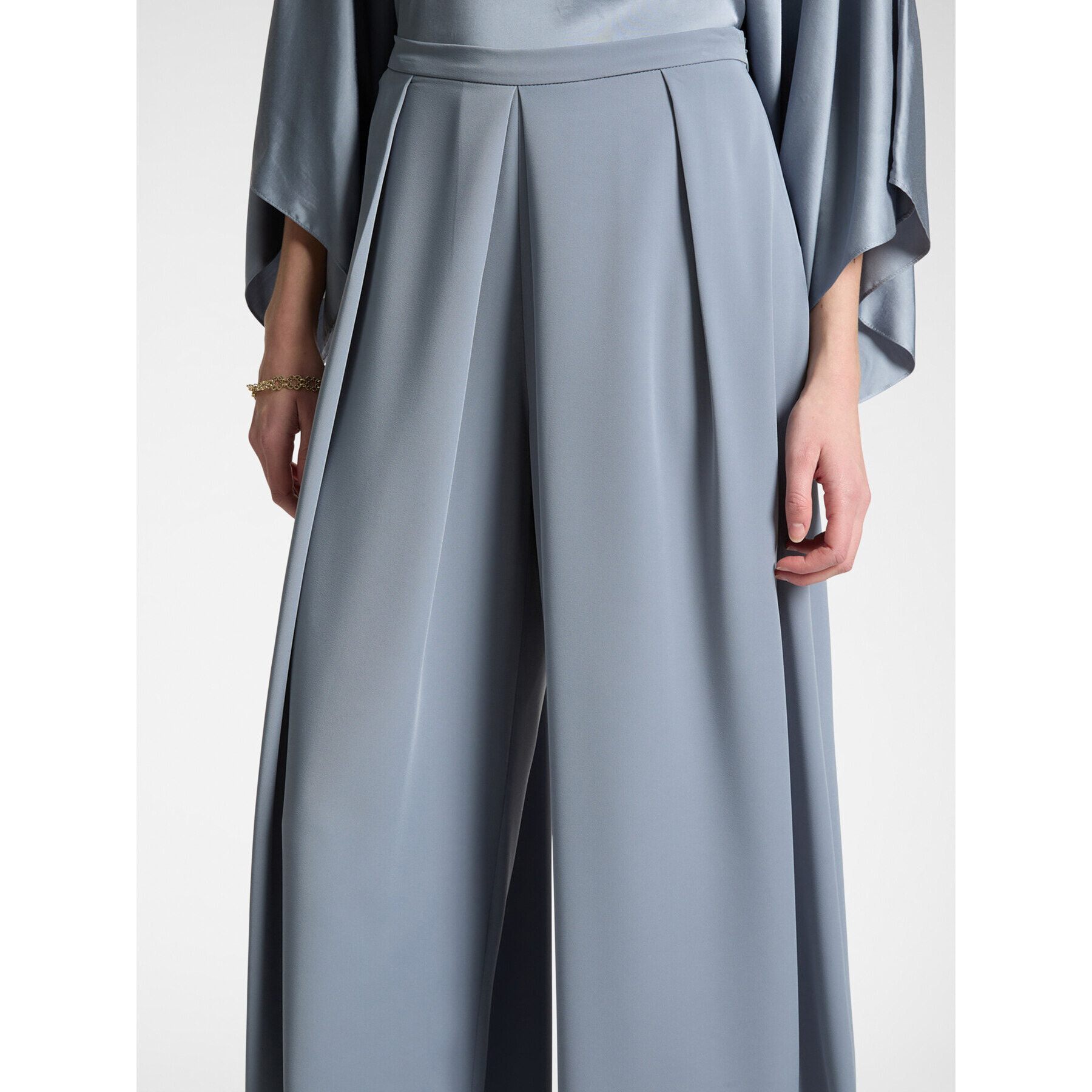 Elena Mirò - Pantaloni ampi cropped con pieghe - Grigio