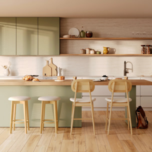 Lot de 2 chaises pour îlot central 64,5 cm en tissu beige - Maria