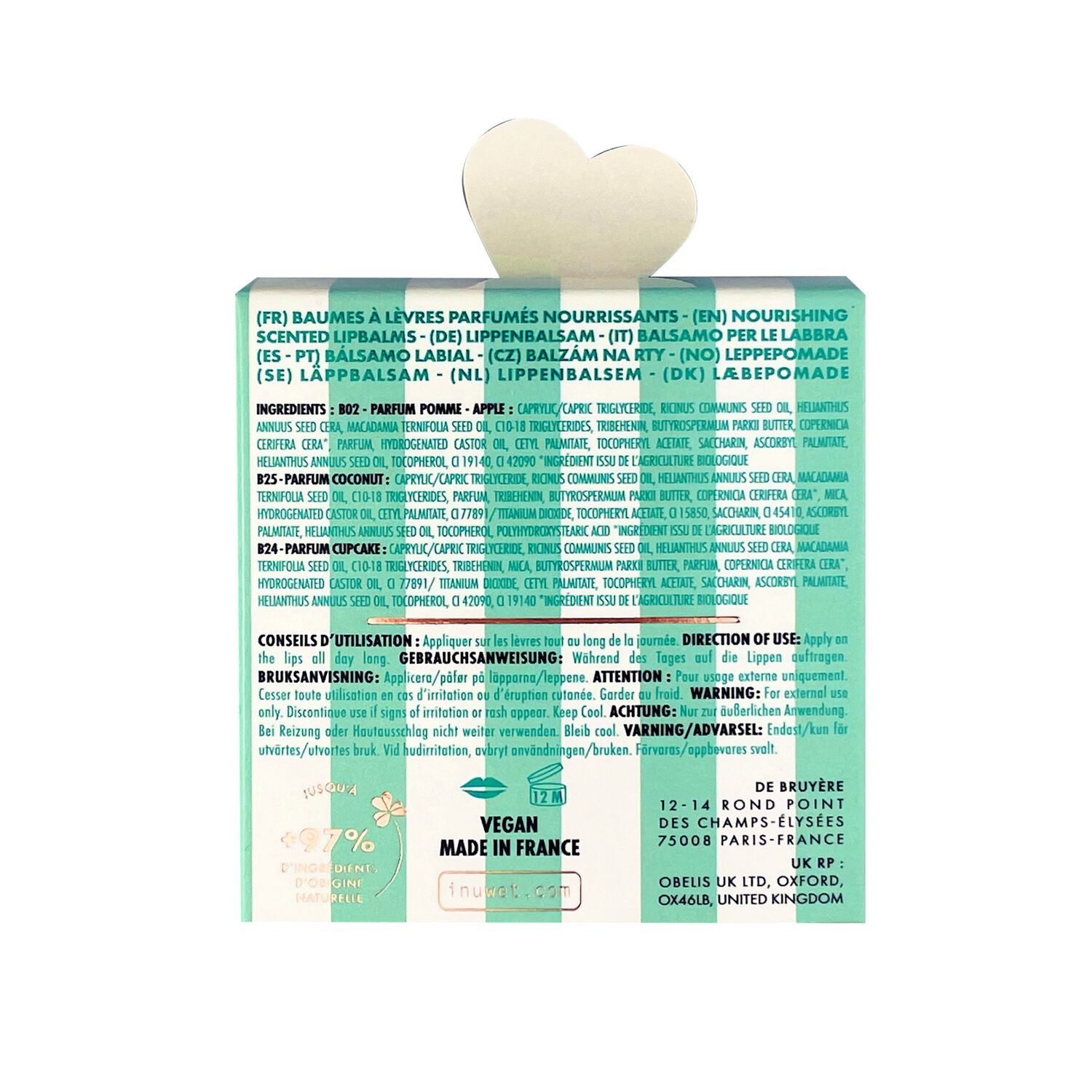 Jingle Aqua - Coffret 3 Baumes à Lèvres Pomme Coco et Cupcake