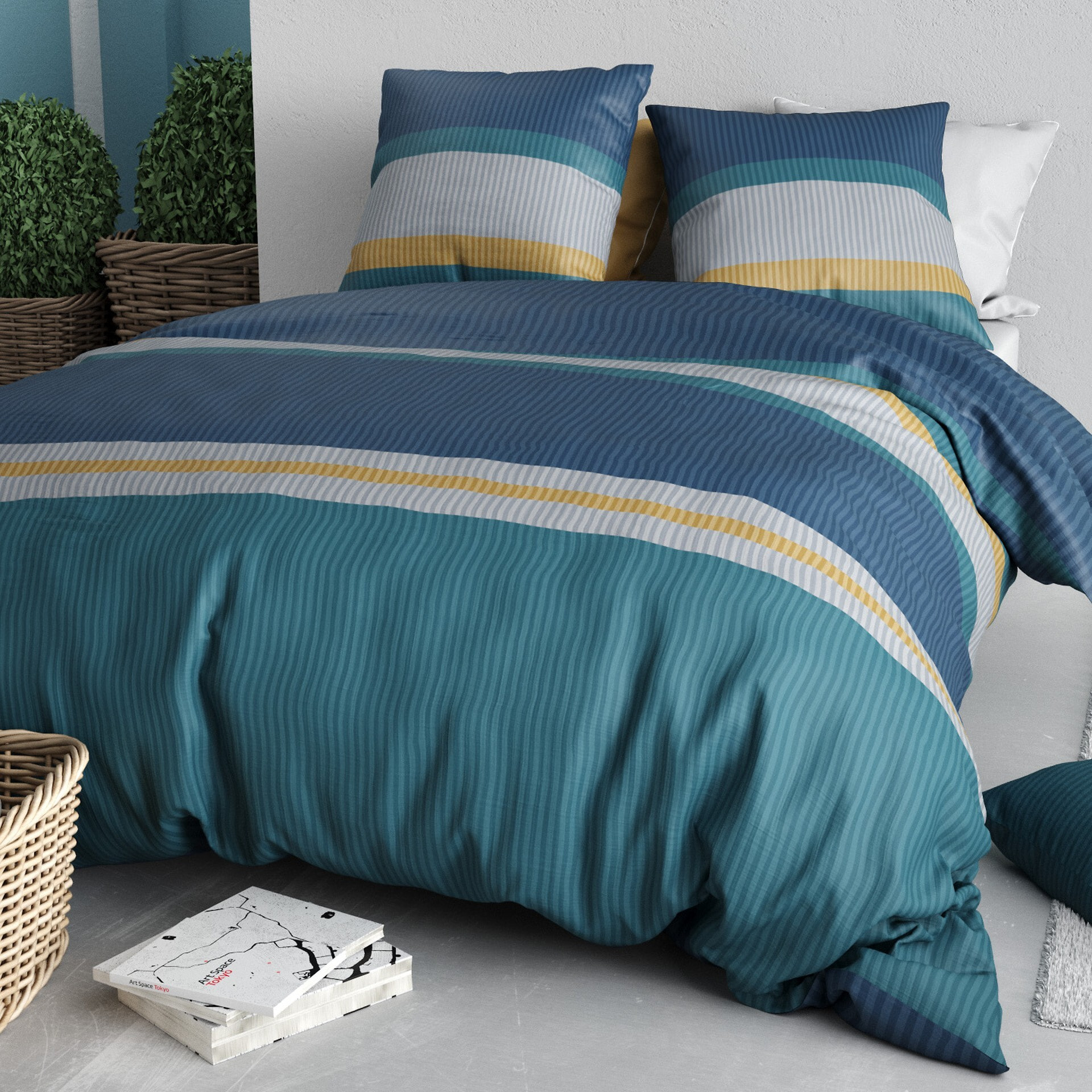 Parure Housse De Couette 3pcs 100% Coton 57 Fils OSCAR