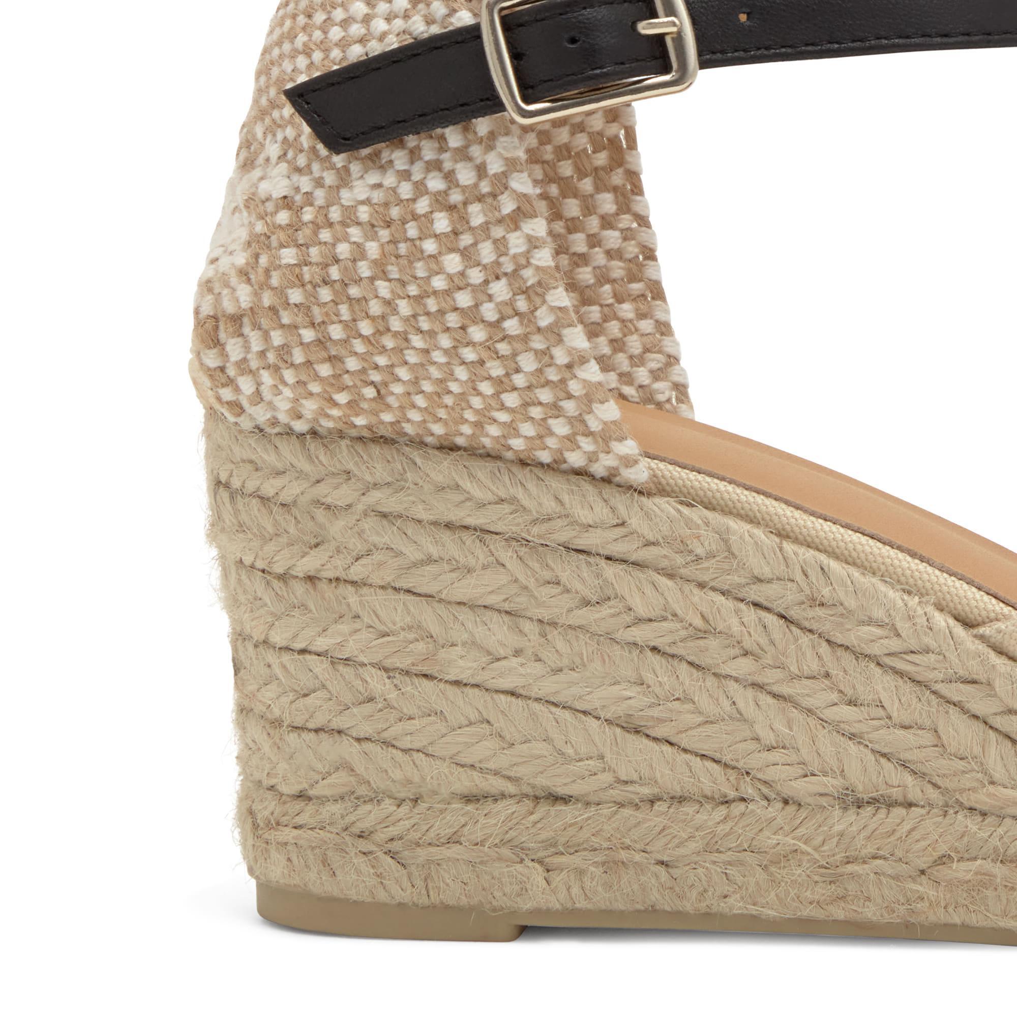 Alpargata de cuña Coraline en algodón orgánico con punta de cuero