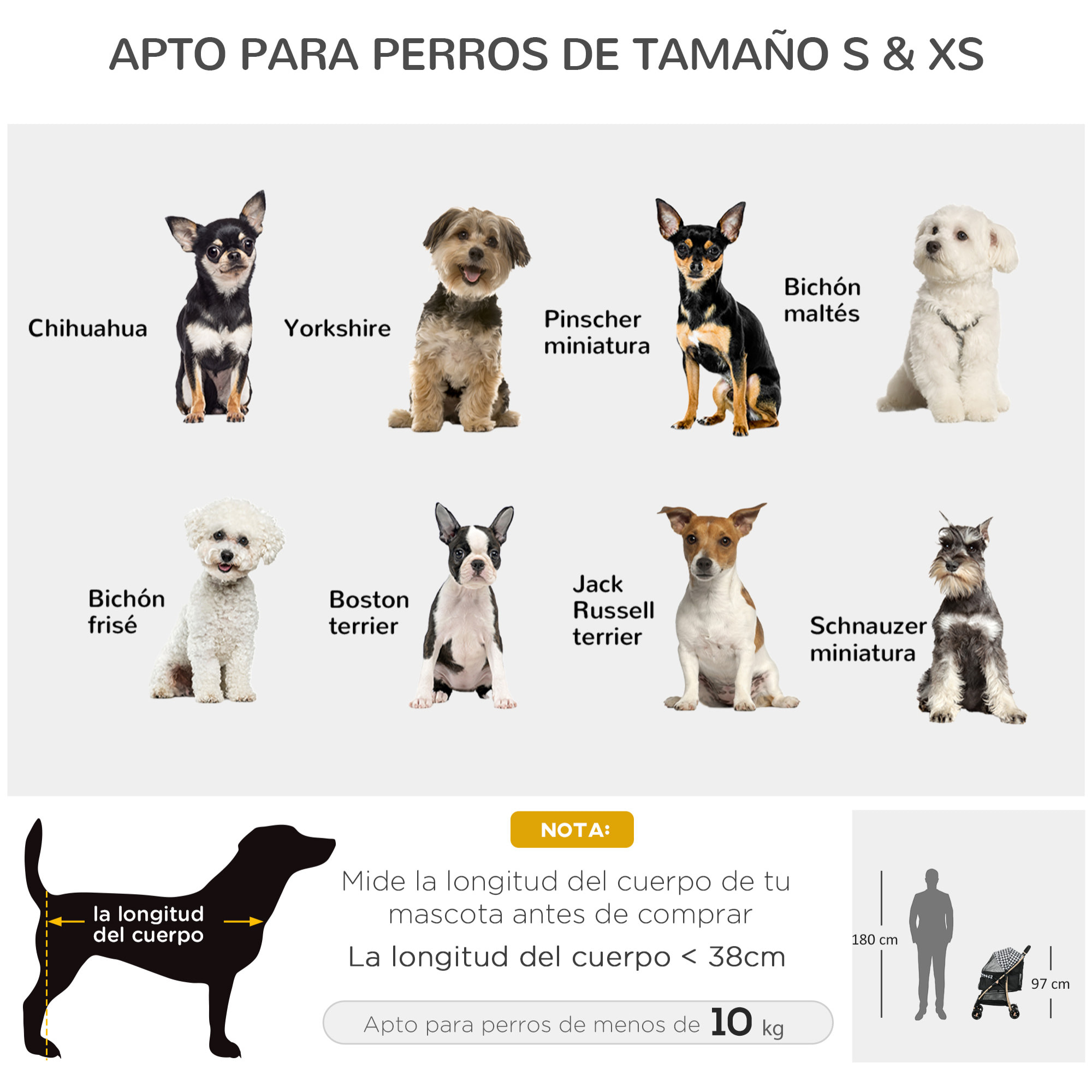 Cochecito para Perros Plegable Carrito para Mascotas con 2 Puertas Ventana de Malla Cesta de Almacenamiento Cuerda de Seguridad y Cojín 80x44,5x97 cm Negro